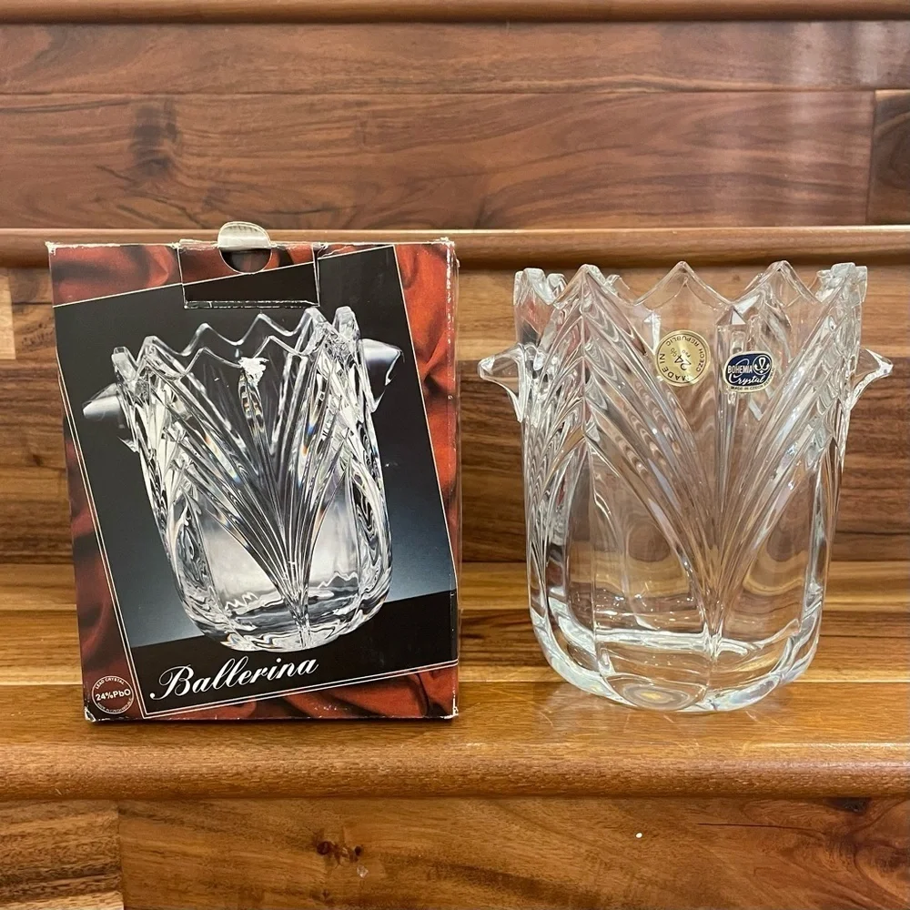 Vintage Bohemia Ballerina Crystal Ice Bucket Prima Collection Czech Republic.